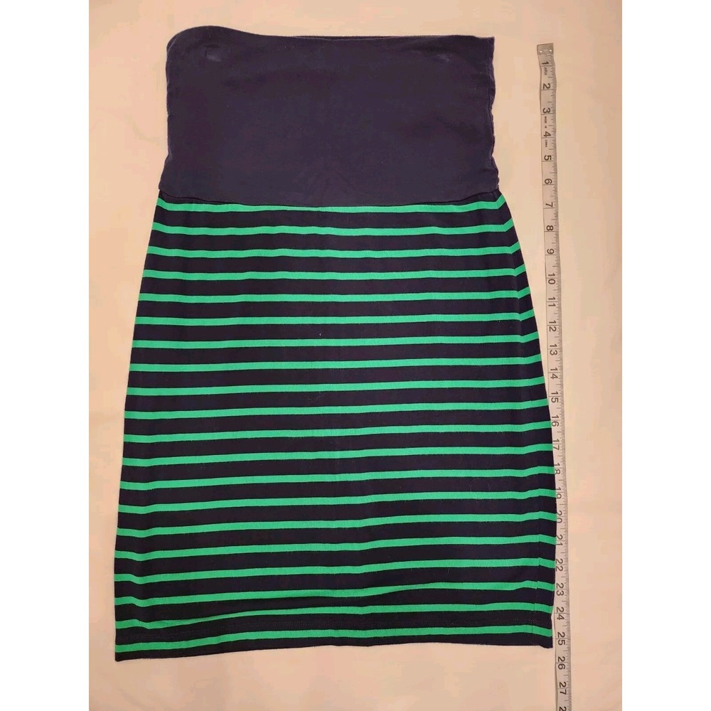 GAP Skirt Small Navy Blue Green‎ Stripes Stretchy Comfy Fold Down Everyday Wear